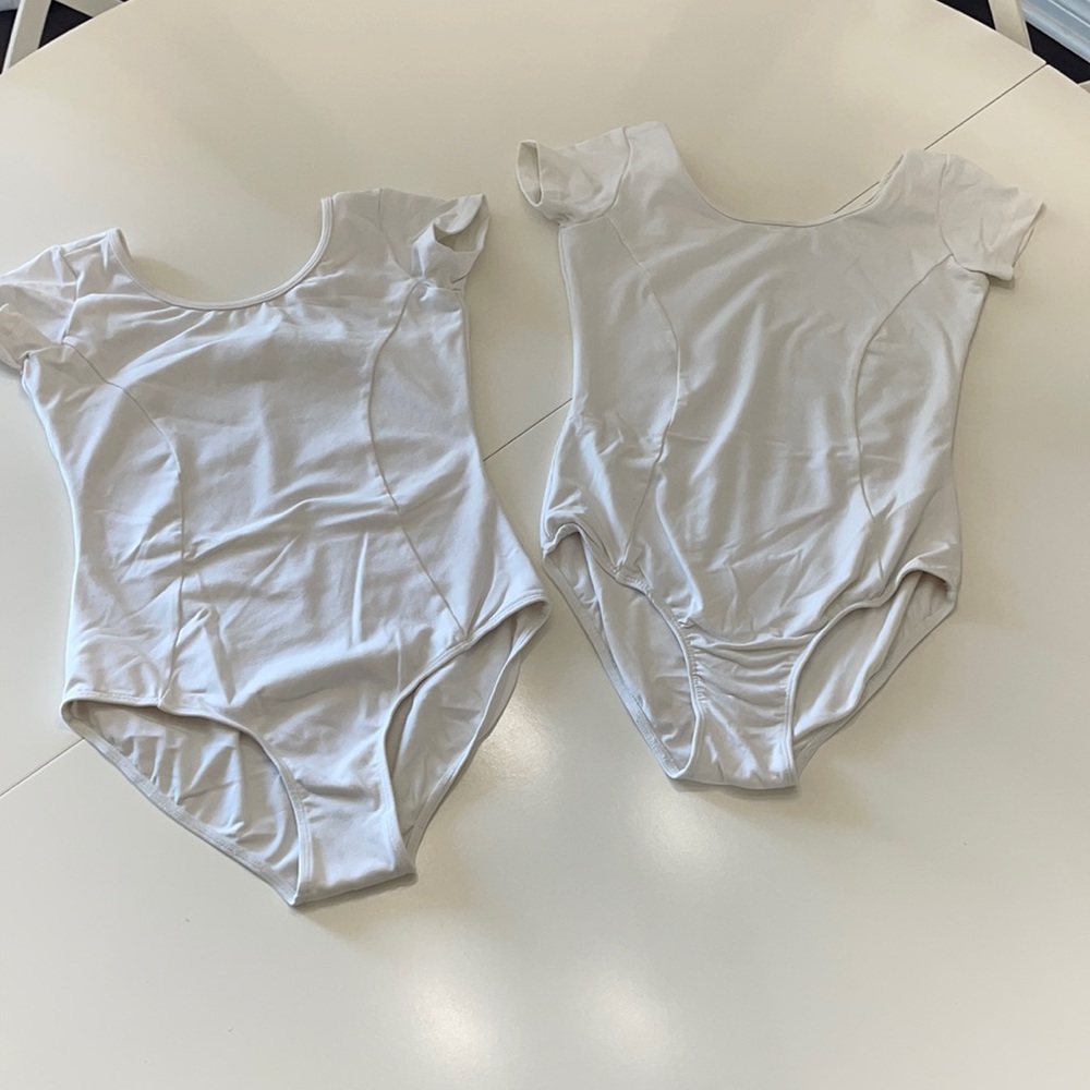 Mirella size 12 white short sleeve leotards